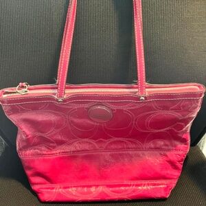 Coach Magenta Patent Leather Textured Bag